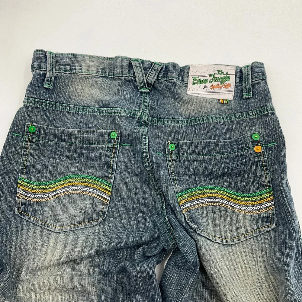 5ive Jungle Denim Shorts 36 Baggy Hip Hop Streetwear Y2K Grungecore Urban Skater